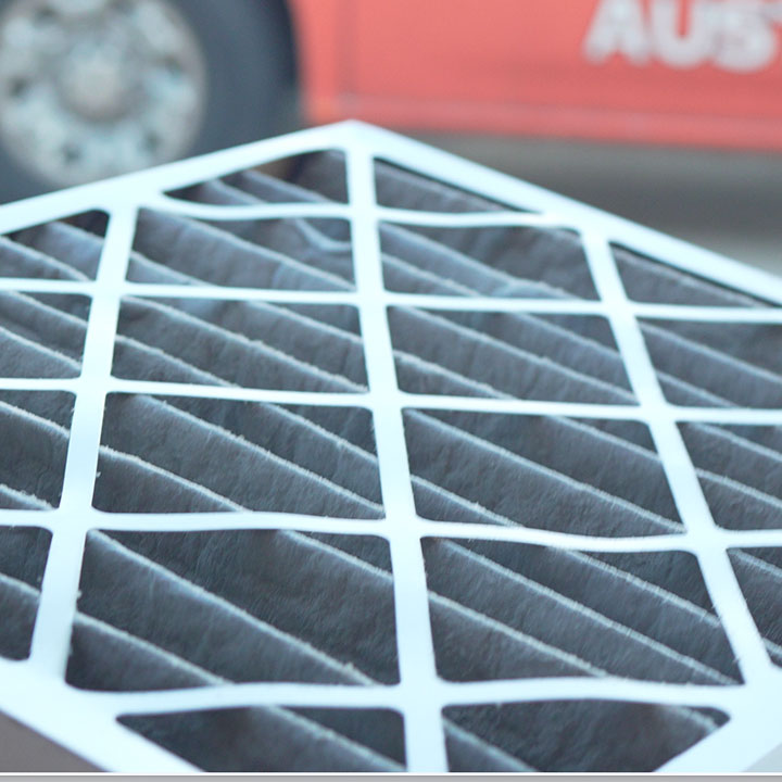 dirty HVAC air filter clogged with dust reducing airflow in Georgetown Texas home